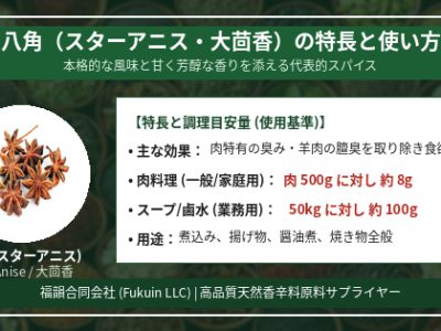 本格的な風味と甘い香りを添える「八角（スターアニス）」の魅力と正しい使い方 — 福韻合同会社